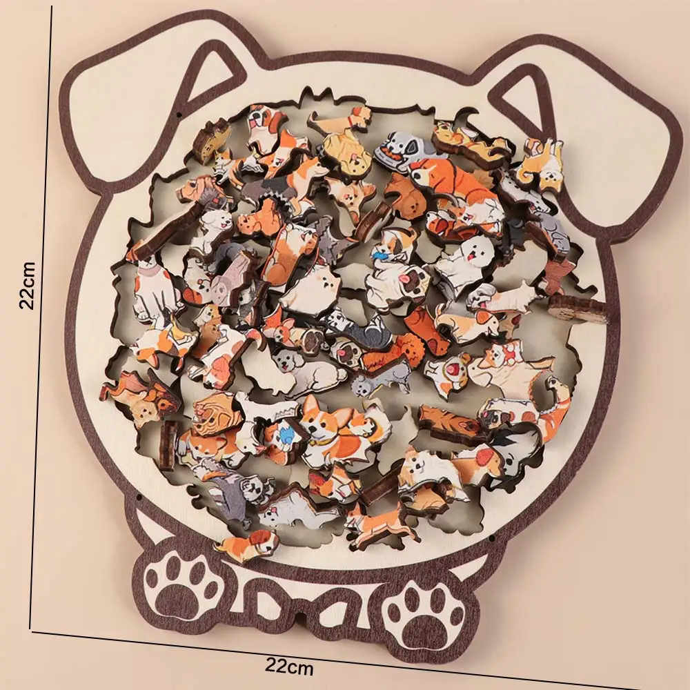 Brain Burning Cat Wooden Puzzle Dog Animal Puzzle Cat-shaped Jigsaw Little Bear Home Decor Unique Irregular Puzzle