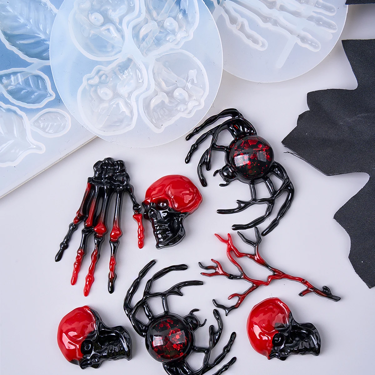 Halloween Skeleton Hands Bone Silicone Mold DIY Handmade Pumpkin Leaves Claws Skull UV Epoxy Resin Mold Party Ornaments Craft view 6