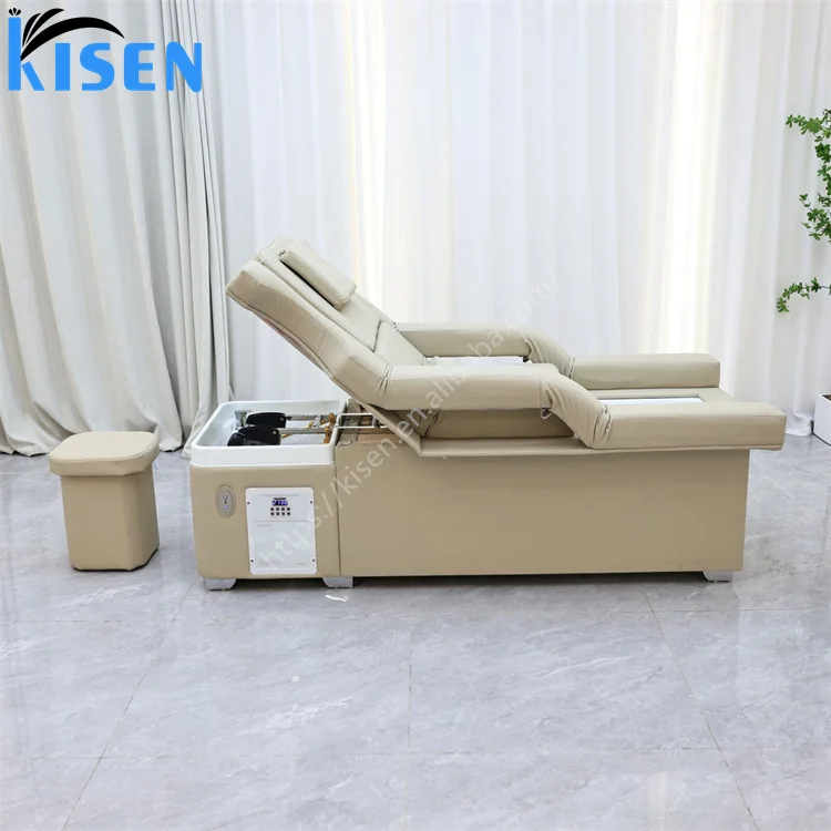 Wholesales Electric Shampoo Massage Pedicure Bed with Steamer Adjustable Feature Modern Design Head Spa & Foot Bath for Salons
