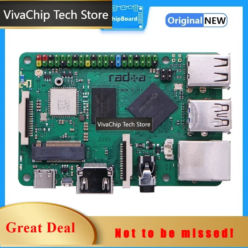 VivaCTRADXA Rock Pi 3C RK3566 Quad-core Cortex A55 Board 32bit 3200Mb/s LPDDR4 Supports Raspberry Pi Replacement