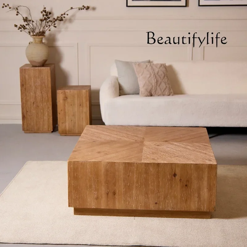X Solid Wood Square Coffee Table Villa Living Room Sofa Front Small Table Japanese Nordic Style Modern Simplicity
