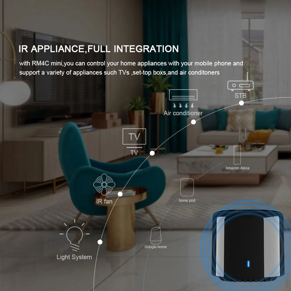 BroadLink bestcon Rm4c มินิ WIFI IR remot Smart Home remot สำหรับเครื่องปรับอากาศชุดทีวีควบคุมด้วยเสียงจาก Alexa Google Home