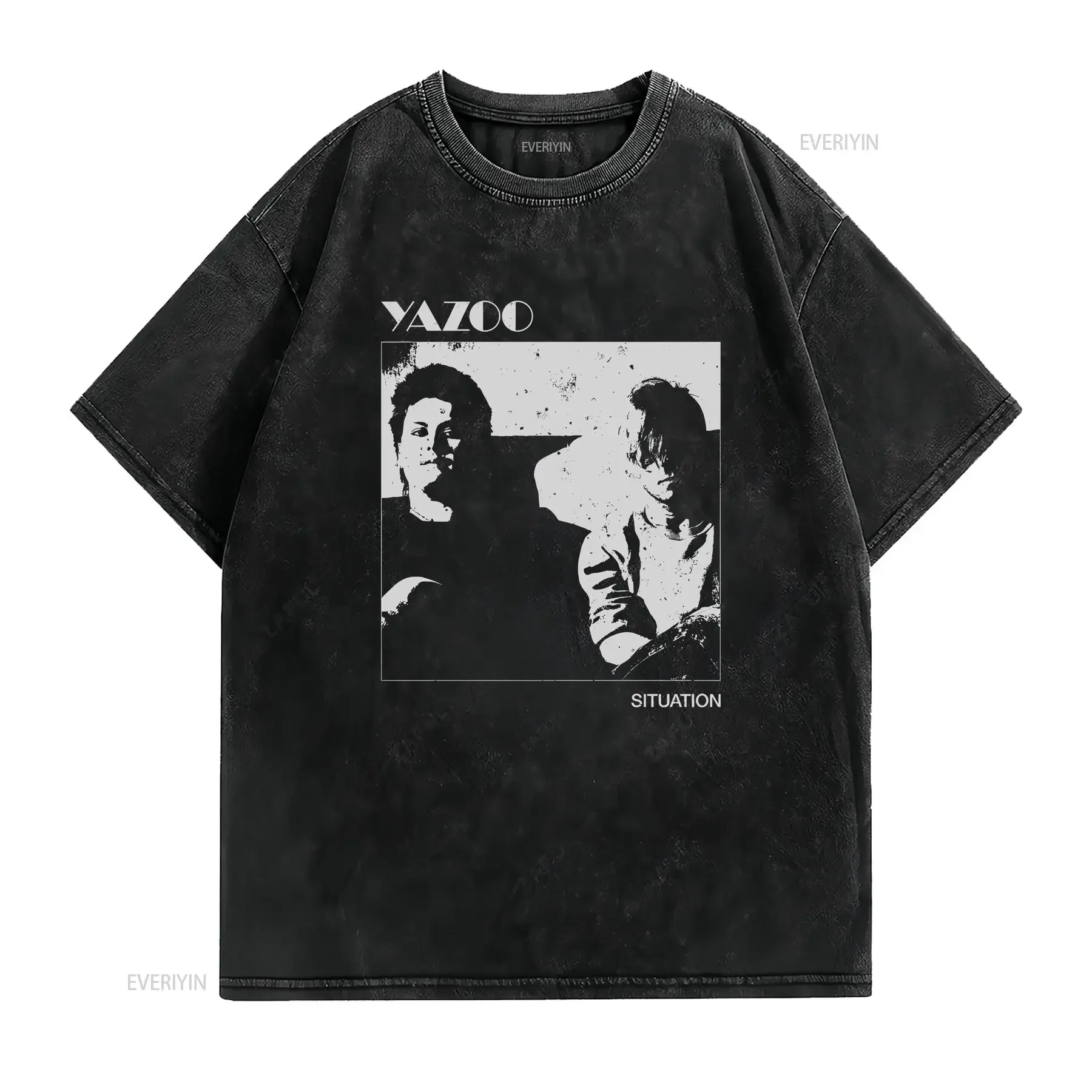 Yazoo T Shirt Situation 80s  Black All Size AR1363 vintage Washed homme Breathable designer clothes Stylish Unisex Slightly