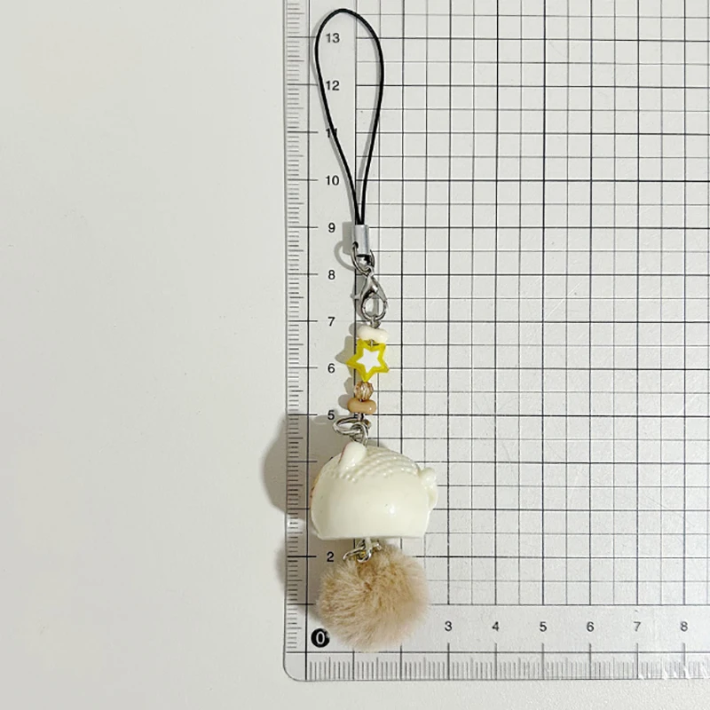 Creative Cartoon Keychain Phone Case Charms Cute Little Cat With Furry Tail Mobile Phone Key Chain Bag Hanging Pendant Backpack