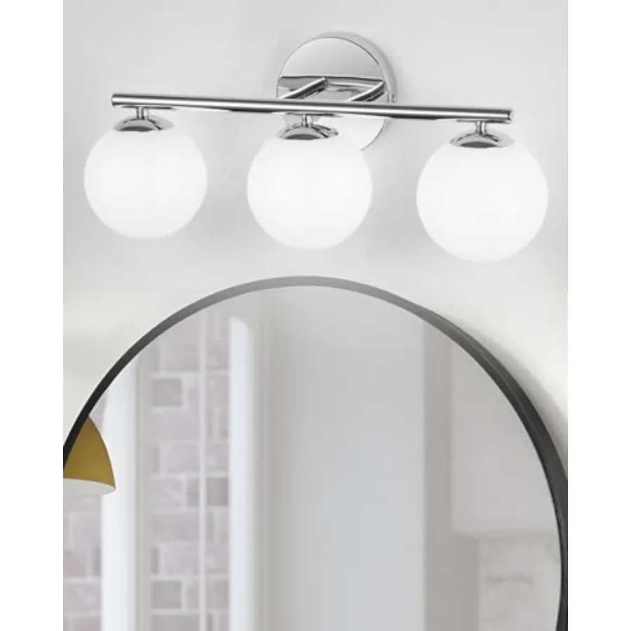 

Globe Bathroom Light Fixtures Vanity Light with Plastic Milk White Globe Shades 11.81 inch Wall Sconce Lighting Over Mirror 3-L