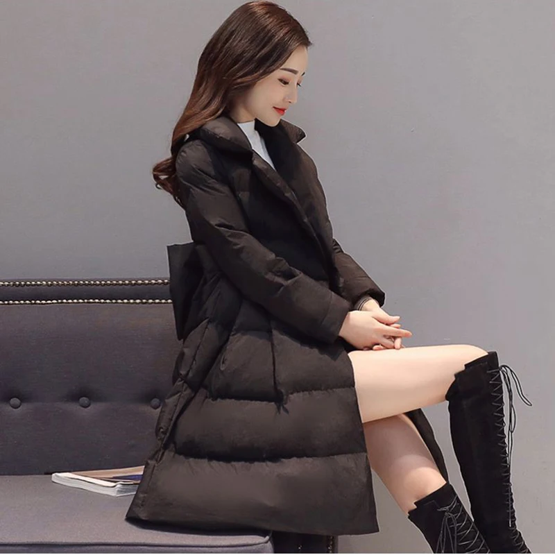 Women Cotton-Padded Jacket Overcoat 2025 New Autumn Winter Fashion Long Loose Suit Collar Thicke Warm Parker Coat Bread Clothing