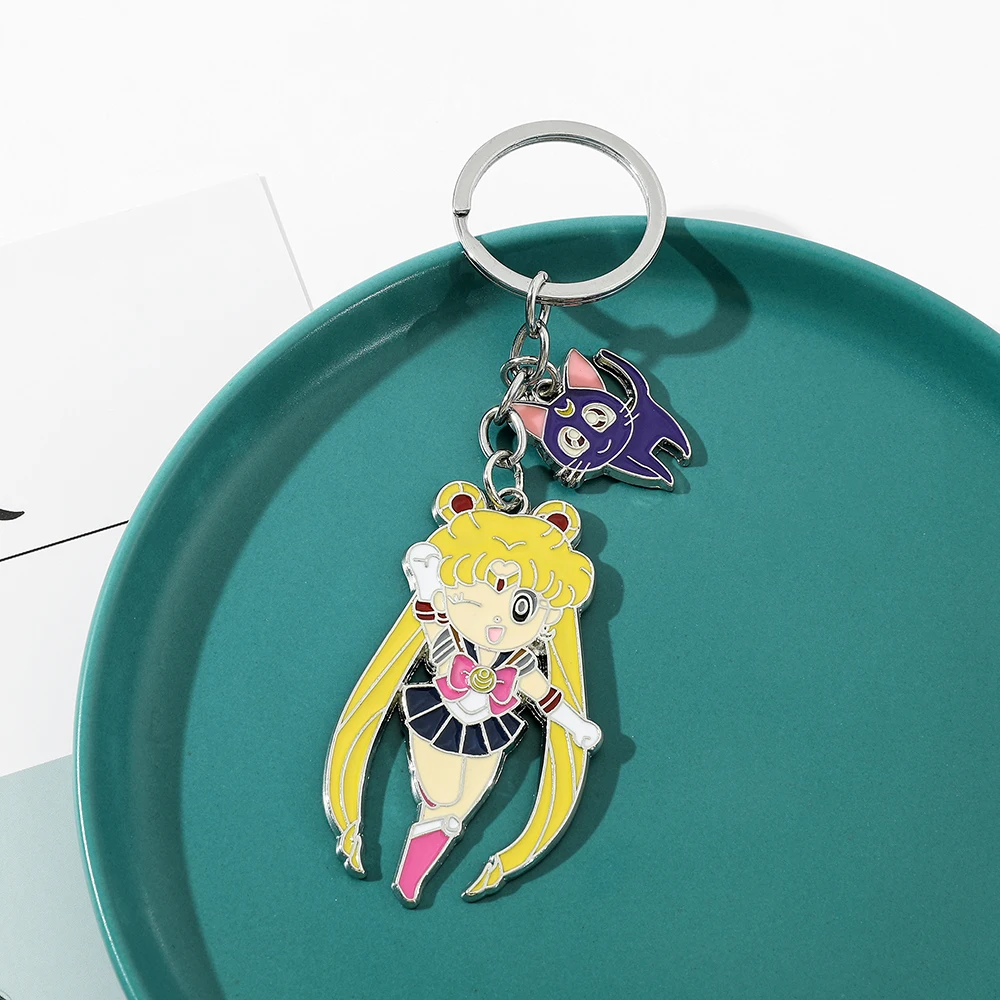 Sailor Moon Cosplay Pendant Keychain Cartoon Anime Peripherals Keyring for Women Backpack Ornament Gifts view 2