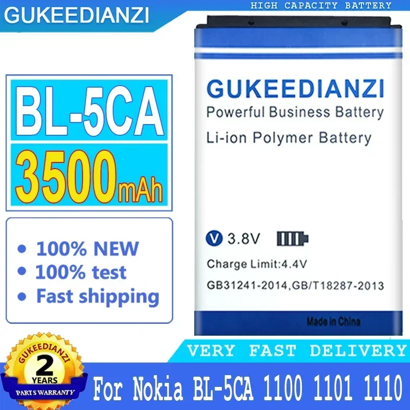 GUKEEDIANZI Battery BL-5CA for Nokia, 3500mAh, C2-01, C2-02, C2-03, C2-06, X2-01, 5130, 6230i, 1108, 1110, 1112, 1116, 120