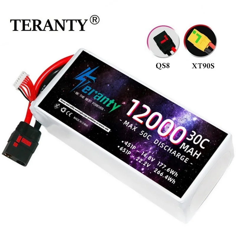 TERANTY RC LiPo Battery 6S 22.2V 12000mAh 30C For RC Airplane Quadrotor Aircraft Drone Car Agricultural Aircraft Battery