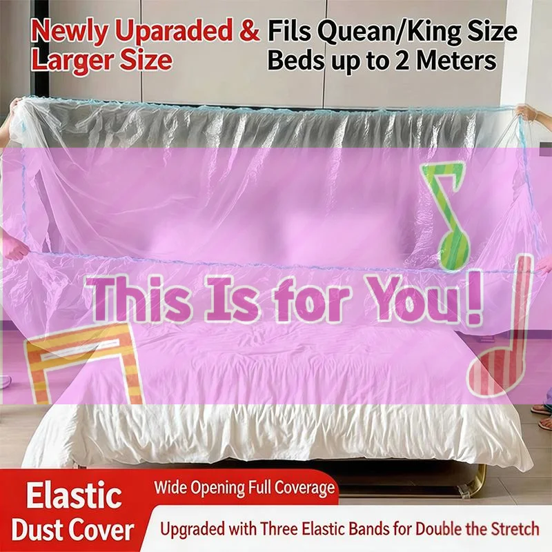 

【HMA】Transparent Disposable Bed Dust Cover Waterproof Thick Plastic Furniture Protection Easy Application Elastic Edges