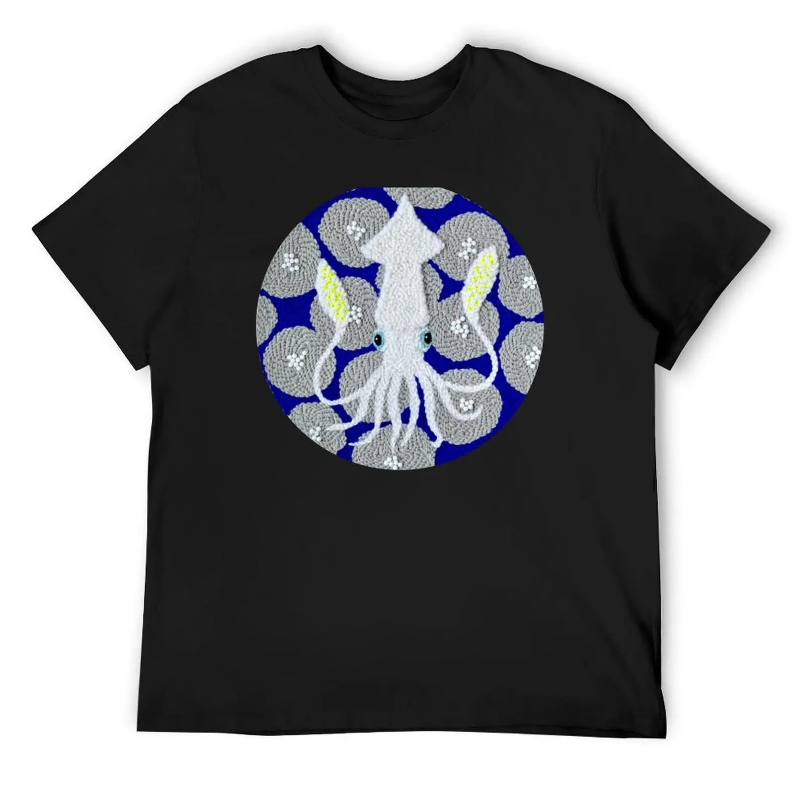 

Punch Needle Squid T-Shirt oversized T-shirts man vintage anime shirt luxury designer mens big and tall t shirts