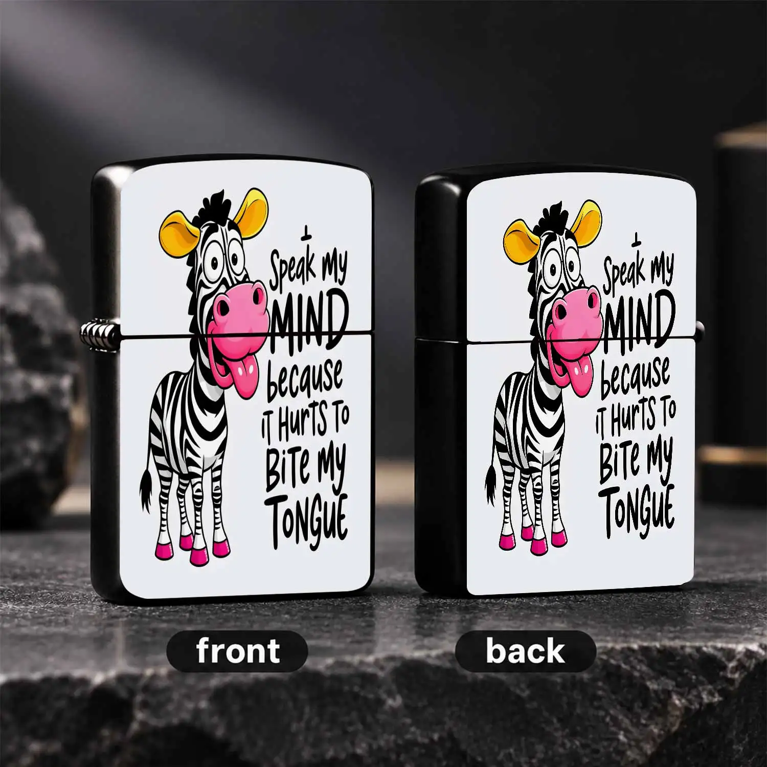 Cartoon Zebra Printed Lighter Fun Bold Speak My Mind Slogan Portable All-Scene Usable Accessory Creative Quirky Statement Daily Carry Lightweight Stylish Gift For Friends Family Unique Eye-Catching Casual Use Nice Prese A Humorous And Inter