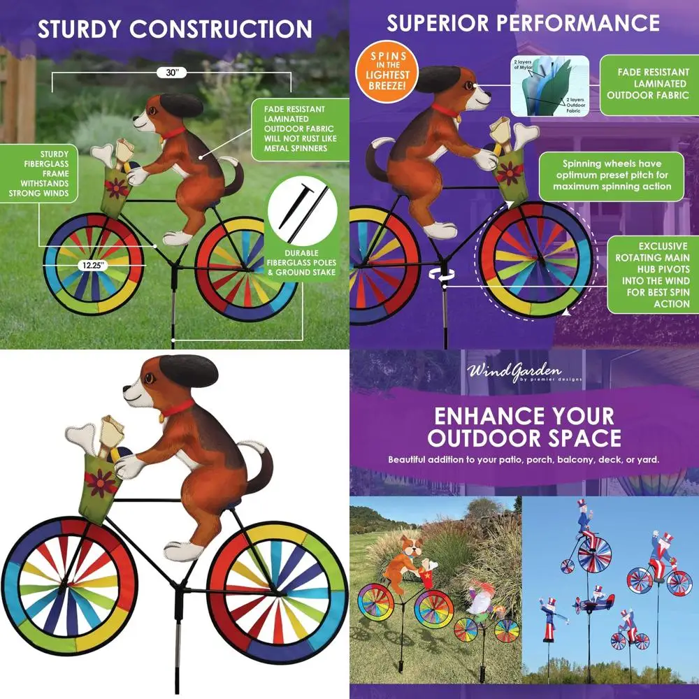 

Очаровательный 30-й ветровой спиннер с тематикой собаки: атмосферостойкое искусство на открытом воздухе для патио, двора и сада