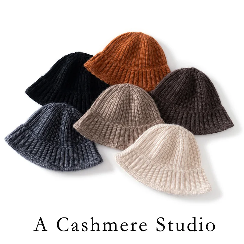 

DjzDsm Women's Hat Winter Warm Soft Knit Cashmere Bucket Hat Fisherman Hats Female Fashion Korean Beanie Panama Cap For Women