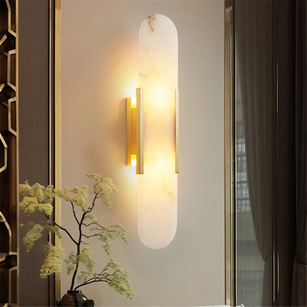 SOFEINA Contemporary Brass Wall LampCreativity Marble Living Room Bedroom Study Room Hotel Villa Model Room Hall Way Aisle Light image 6