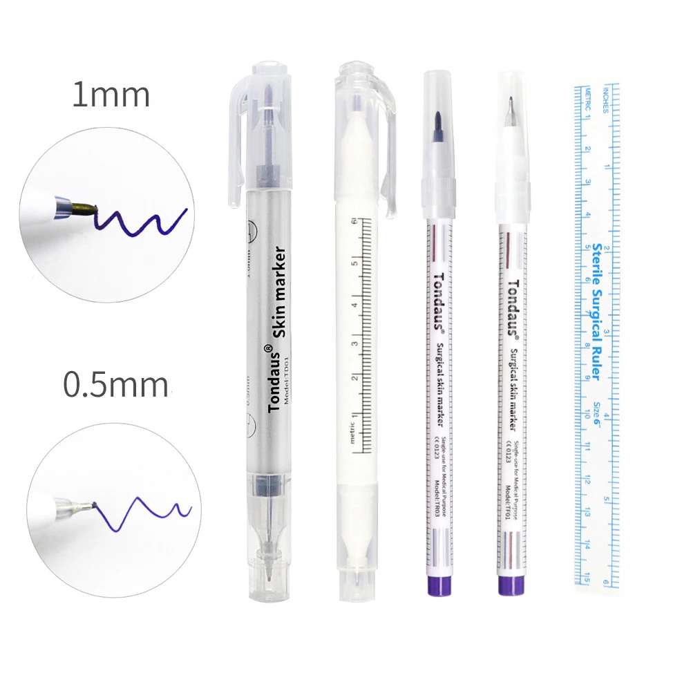 

1Pcs Surgical Skin Marker Eyebrow Tattoo Pen Eye Brow Pencil With Measuring Ruler Microblading Pen Permanent Makeup Accesories