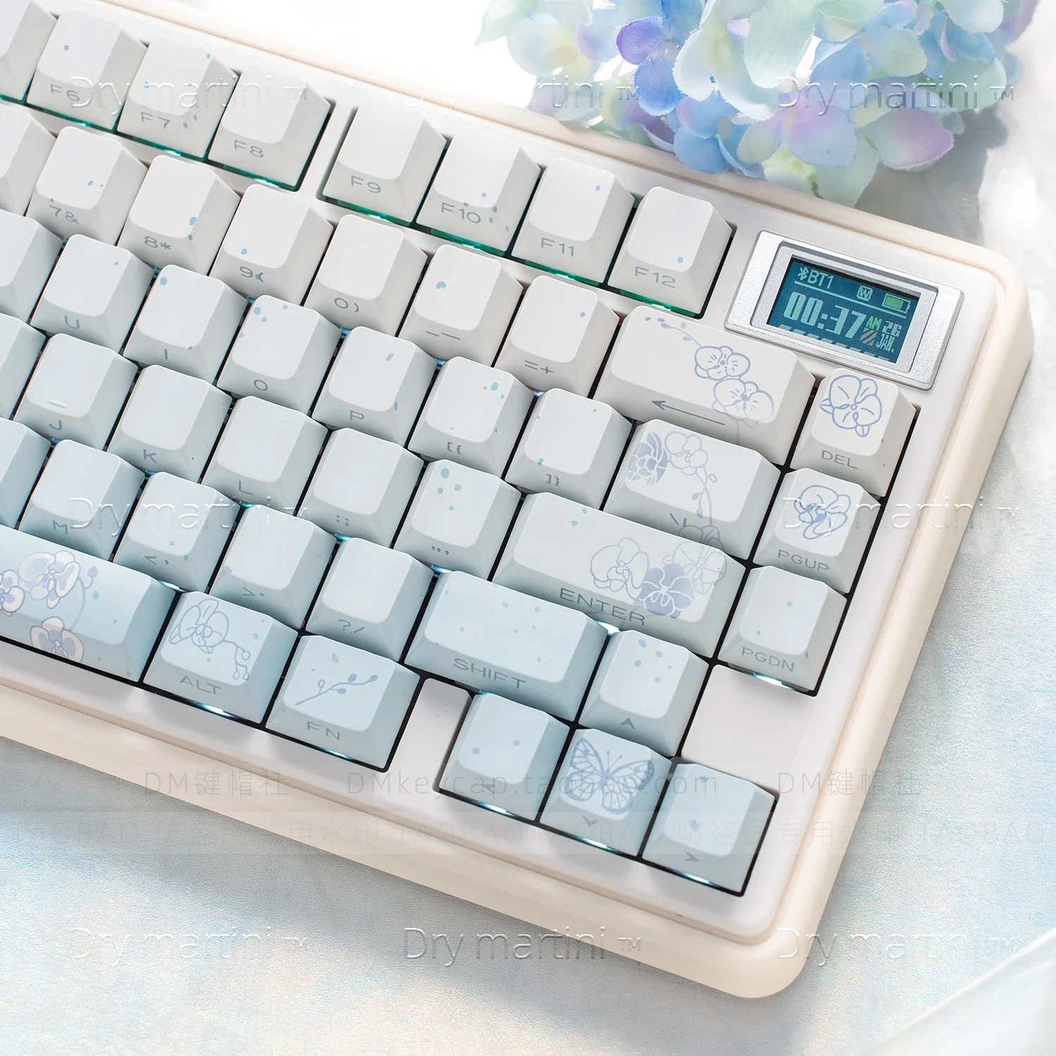 130 Keys Side Carving Translucent KeycapsMisty Butterfly Themed Keycaps PBT Double Shot Chreey Keycaps for MX Mechanical Keyboar