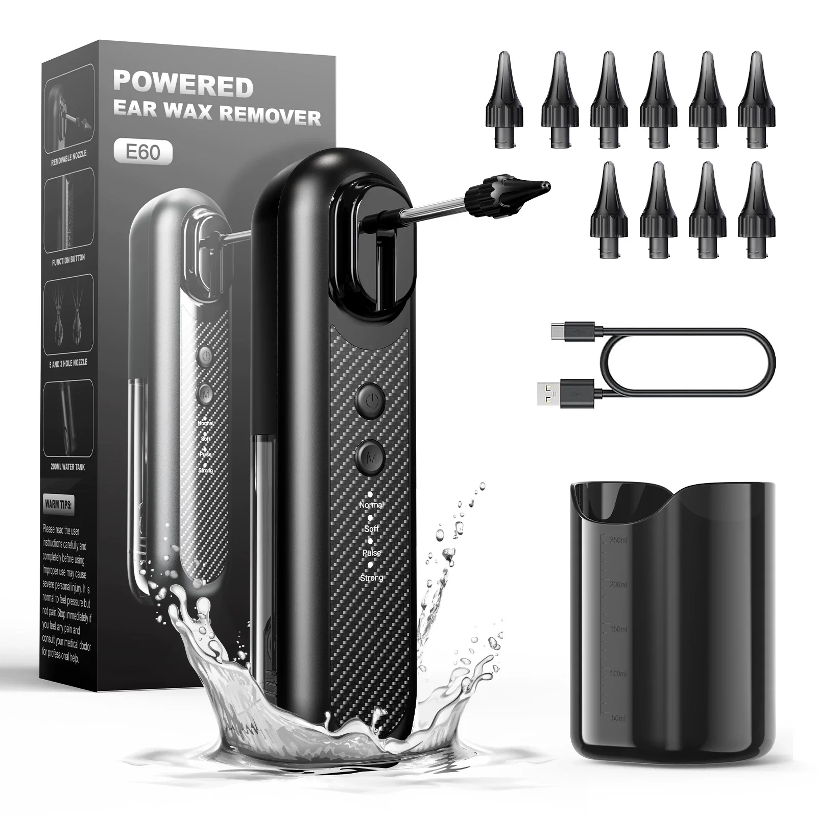 

Arrivals Waterproof Ear Wax Removal Kit 2000mAh Battery Capacity Electric Ear Cleaner with 200ml Water Tank