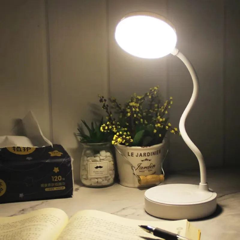 Three Light Colors USB Rechargeable Desk Lamp, Portable Touch Bedside Table Lamp LED Night Light Suitable for Outing