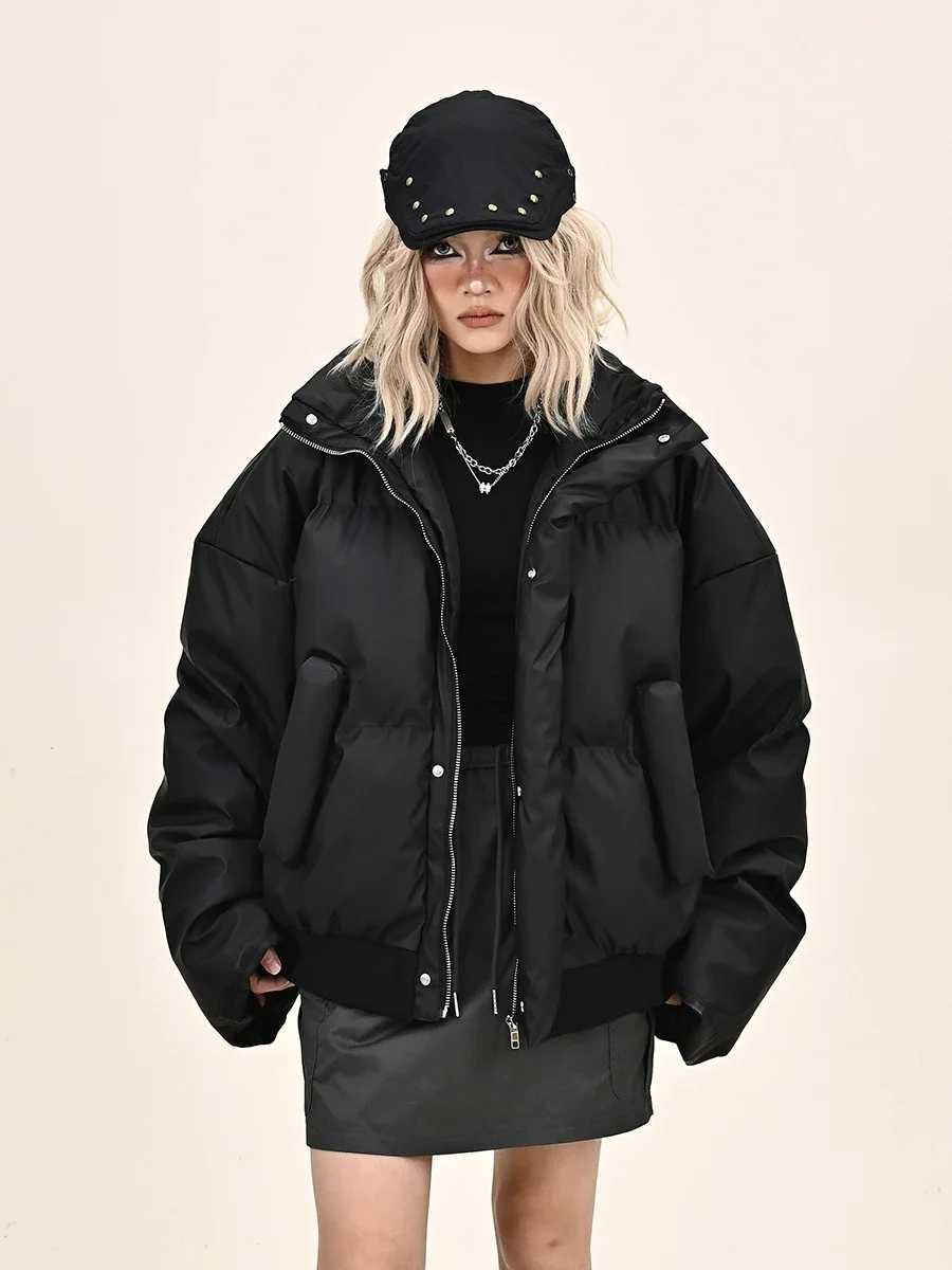 

Stand-up Collar Parkas for Women's 2024 Winter New Loose Bf American National Tide Thickened Warm Couple