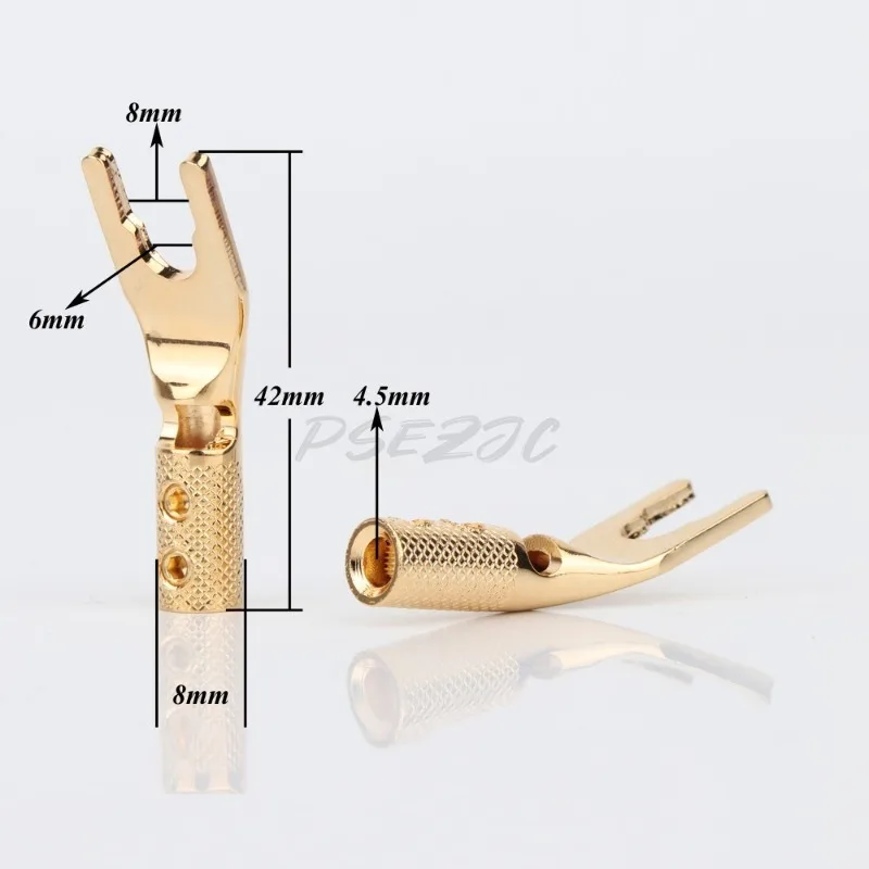 Pure Purple Copper Gold-plated HIFI Audio Amplifier U-shaped Soldering Free Rhodium Plated Y Cross Wire Terminal