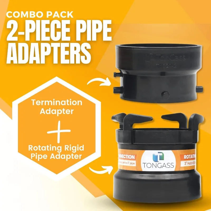 RV Sewer Connection Pro Kit, 3" Bayonet to PVC Adapter with Thread Seal Tape, Complete Waste Management Solution