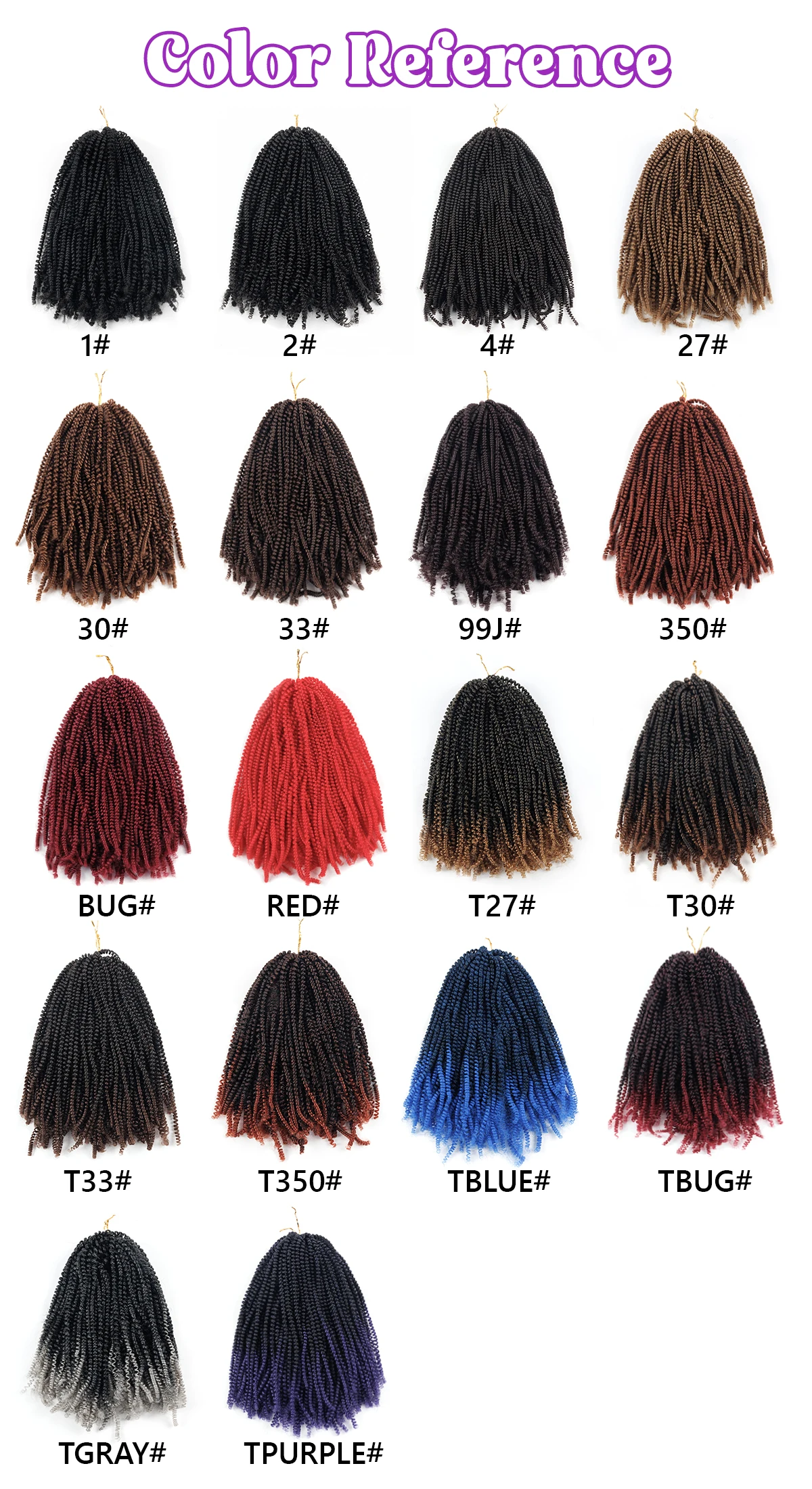 Venta al por mayor 10 "180g Premium elástico preestirado Afro Twist rizado trenzado extensiones de cabello sintético primavera Twist