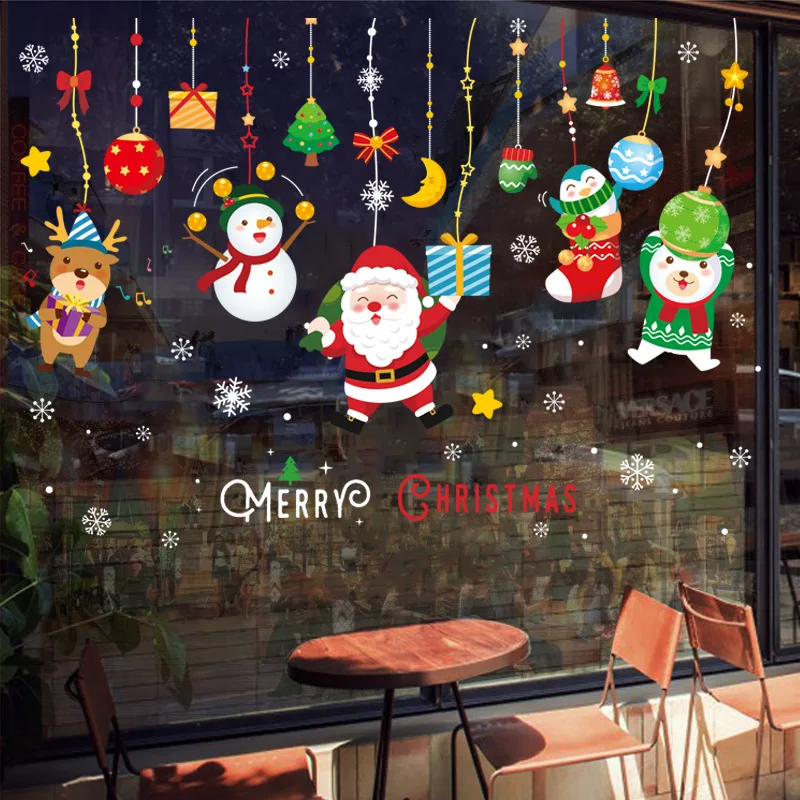 

Christmas Window Stickers Merry Christmas Decorations for Home 2024 Christmas Wall Sticker Kids Wall Decals Happy New Year 2024