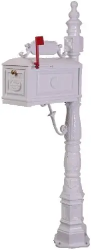 

Decorative Residential Curbside Cast Aluminum Mailbox White Authentic Original Exclusive