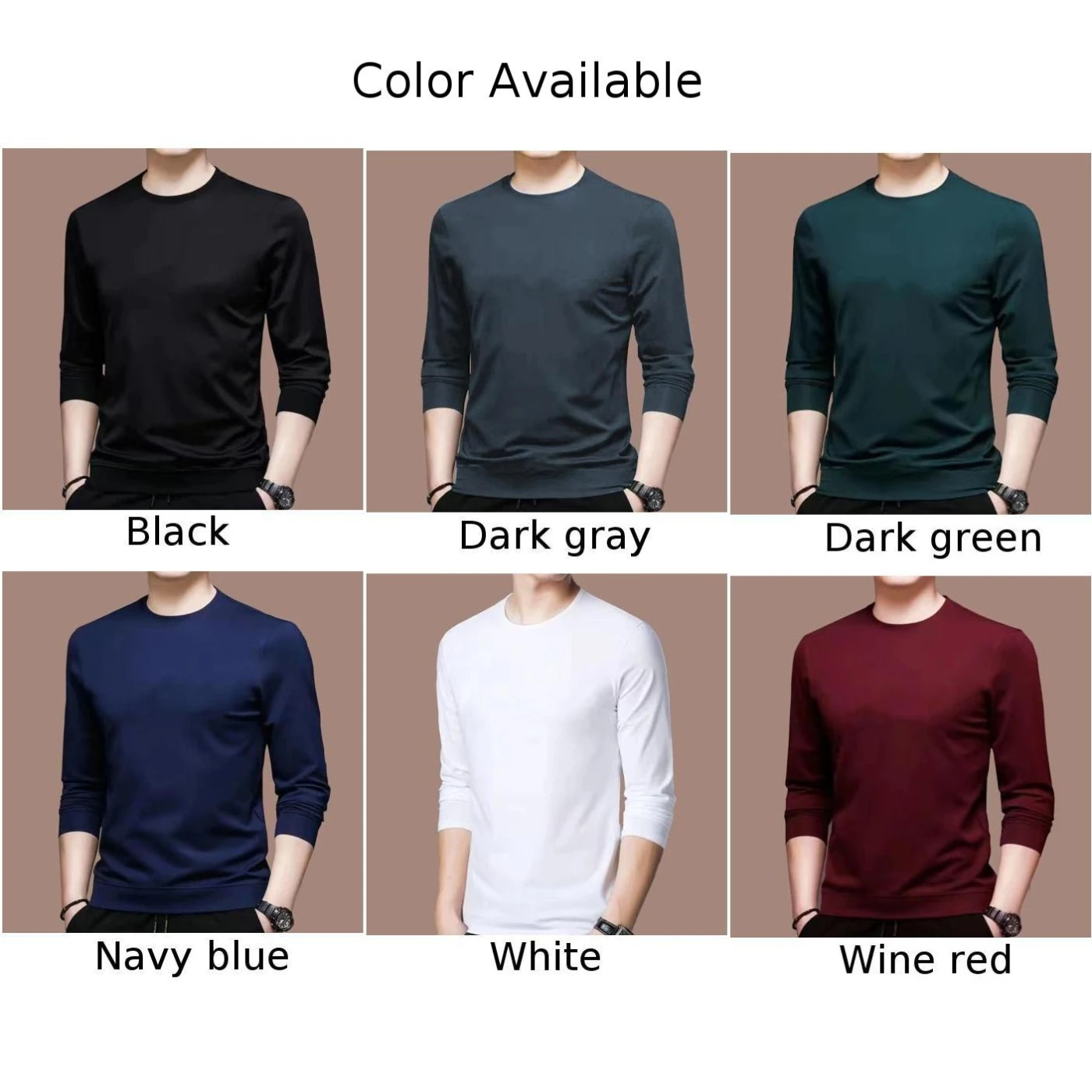 New Mens Casual Long Sleeve Pullover T-Shirt Undershirt Blouse Muscle Activewear Pullover Top O-Neck Base Simple Male T-shirt