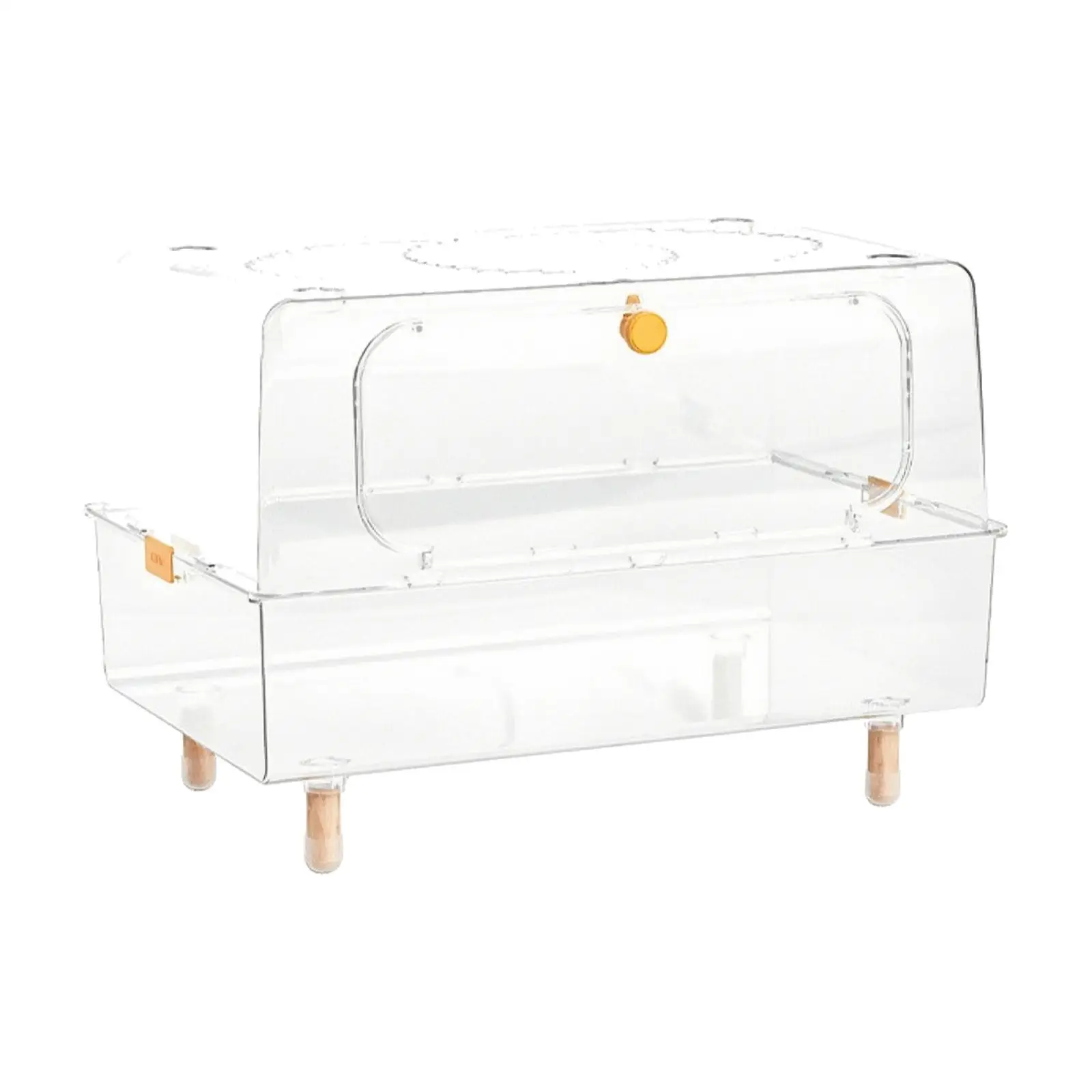 Hamster Cage Big Size Transparent Acrylic Enclosure with Raised Wooden Legs for Dwarf Pets Stackable Compact Design