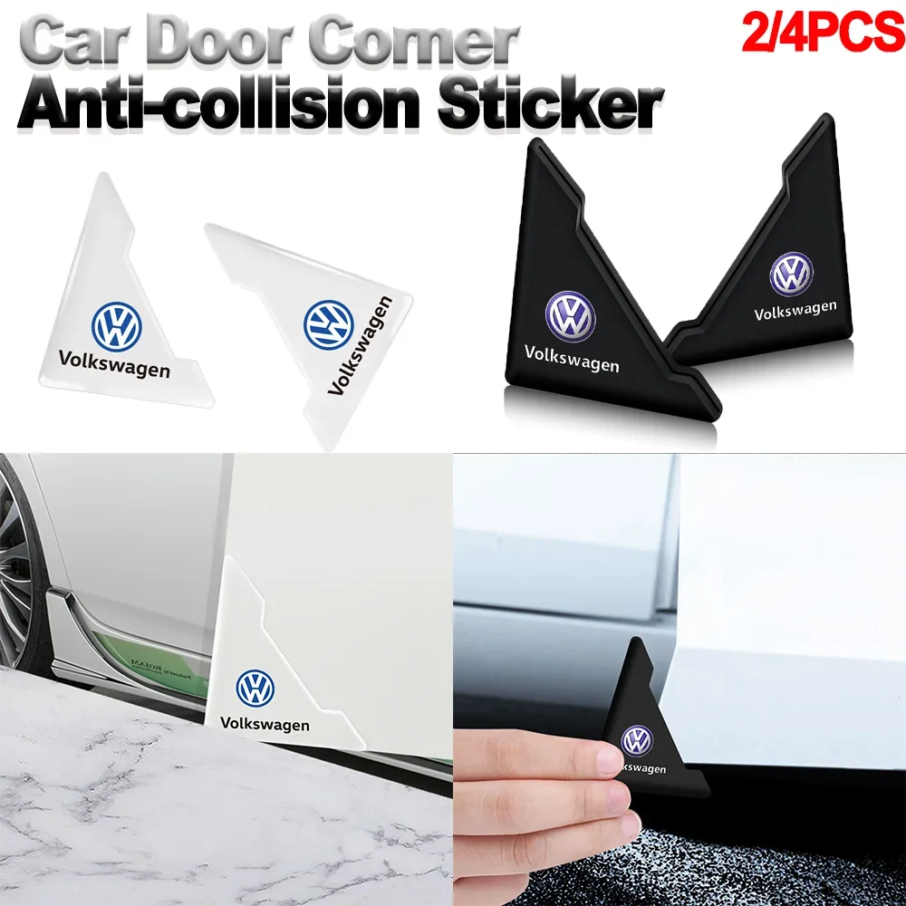 2/4PCS Silicone Car Door Corner Cover Bumper Crash Scratch Protector Auto Accessories For VW RLINE POLO golf 4 Tiguan GTI R GTD