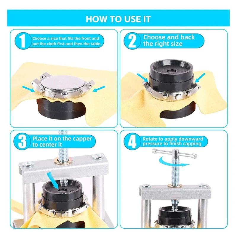 Набор инструментов для пресса для часов, набор пресс для часов, доводчик задней крышки с 12 формами, пресс для кристаллов для часов, для закрытия крышек