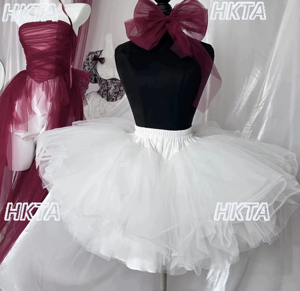 

Fairy Lolita Kawaii Girl Skirt Support Fashion Versatile Lolita Dress Bustier Skirt Black and White Mesh Violent Skirt for Women