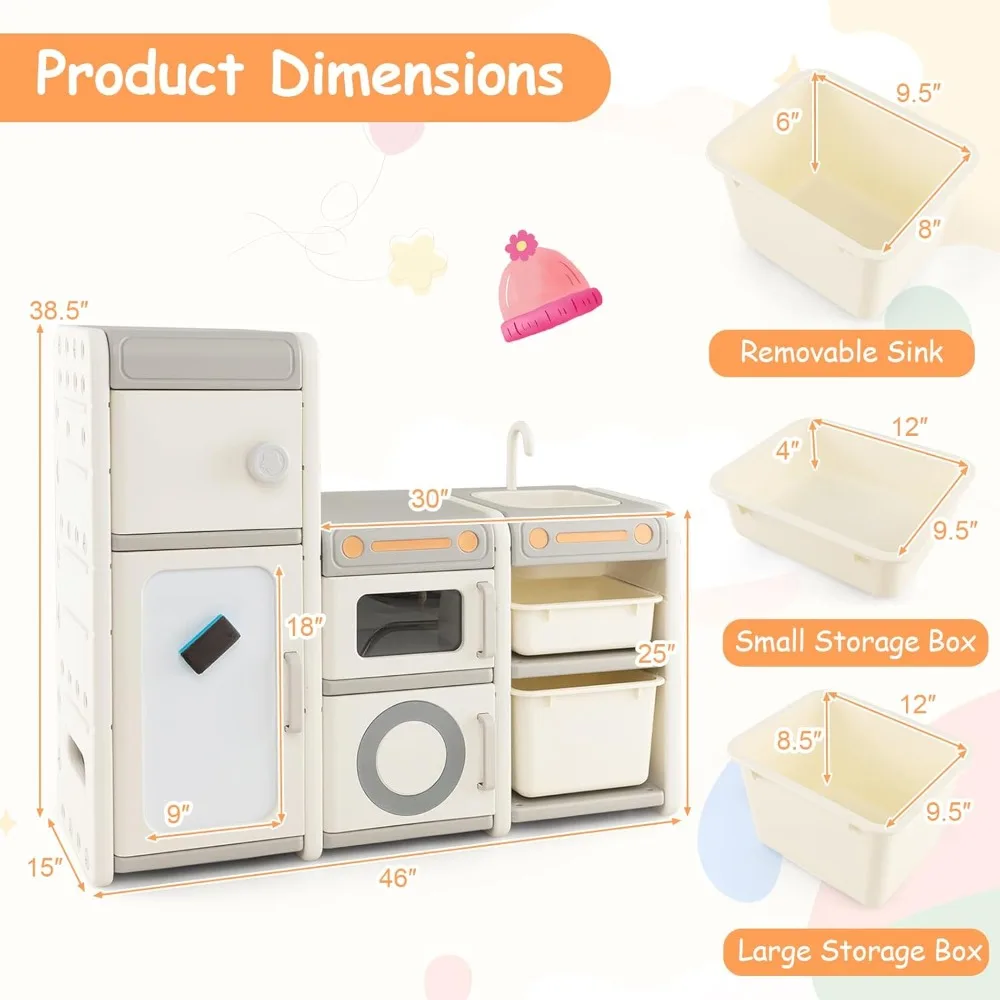multifunctionele speelgoedorganizer voor kinderen in montessori-stijl met afneembare lades en magnetisch whiteboard
