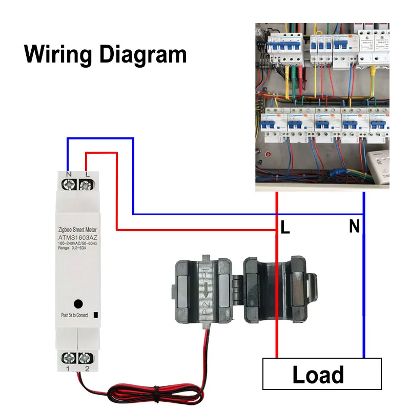 Intelligenter ZigBee-Energiezähler mit 63A Klemmstromwandler, App-Überwachung, Stromverbrauchsstatistik, AC100-240V, kompatibel mit Tuya – Detail 8