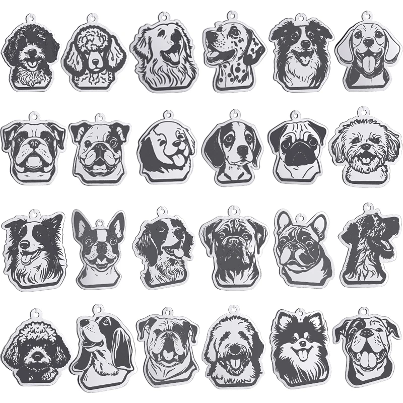 2pcs Pet Charm Lucky Dog Stainless Steel Cute Animal Pendant Charms for Jewelry Making Necklace Kids Gifts Craft diy Accessories