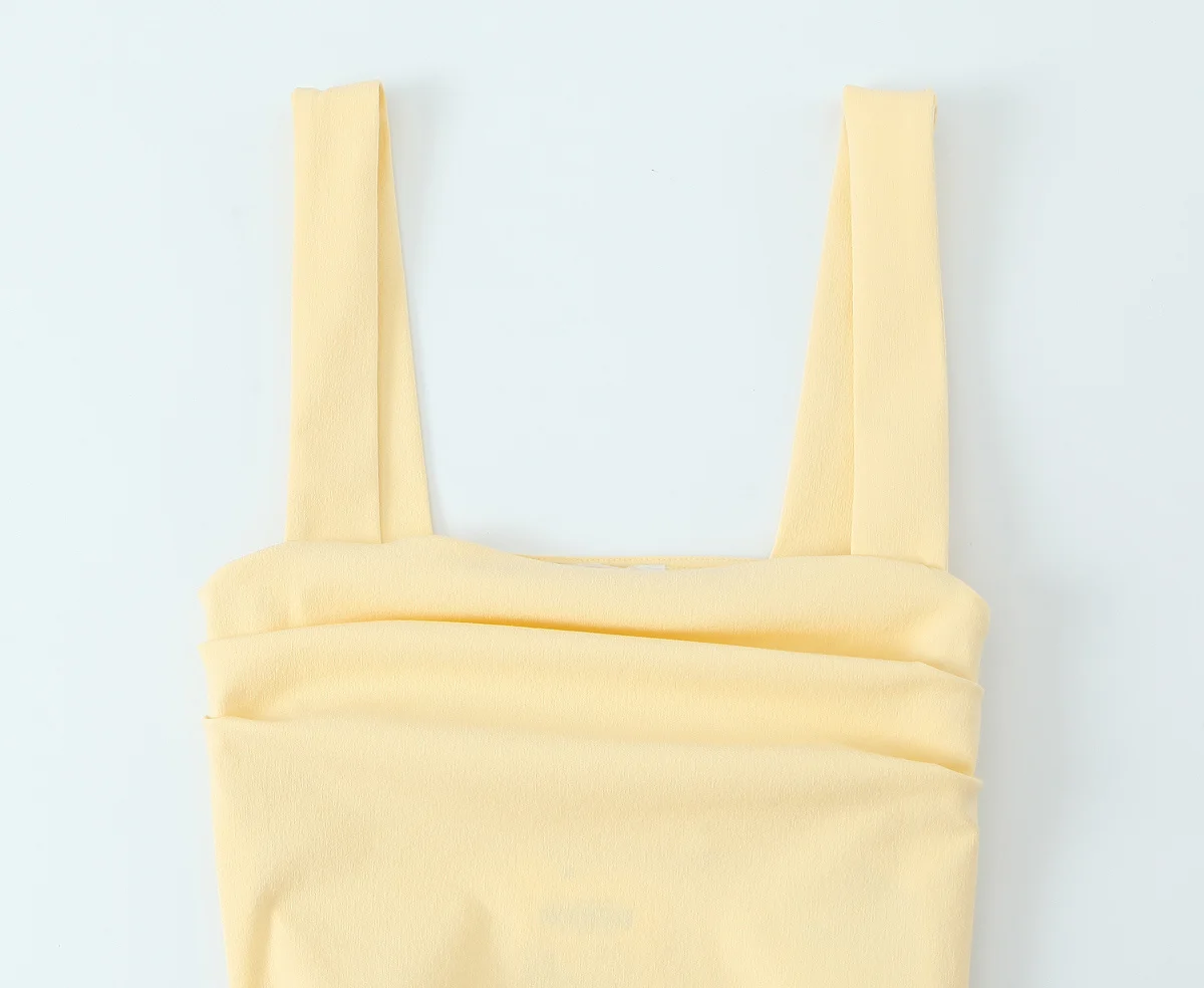 Robe mi-longue plissée à bretelles, tenue unie, décontractée, Chic, col carré, sans manches, nouvel arrivage d'été 2025