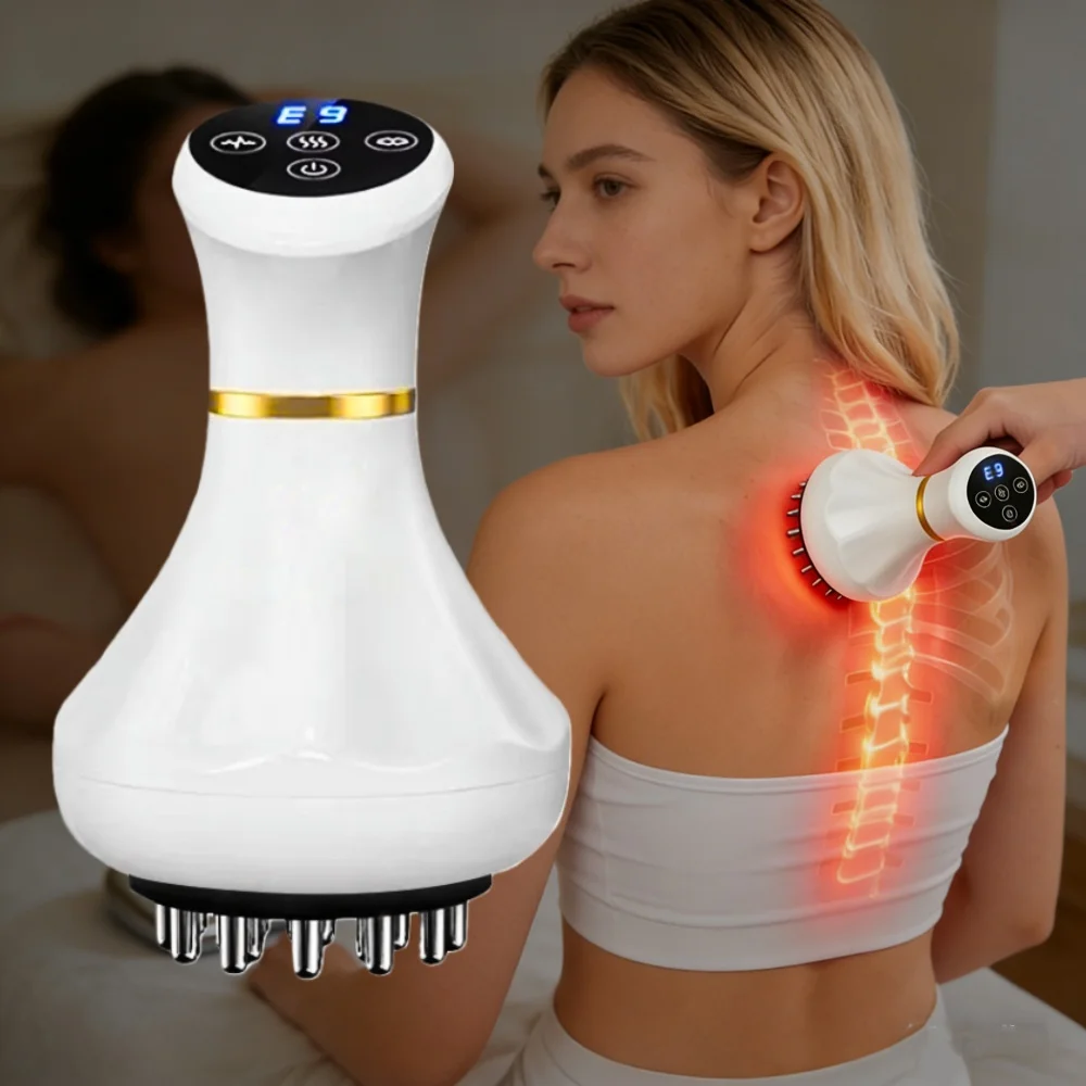 Multifunctional Electric Meridian Brush EMS Red Light Heated Guasha Massage & Abdominal Rubbing Device 9 Levels for Body Sliming