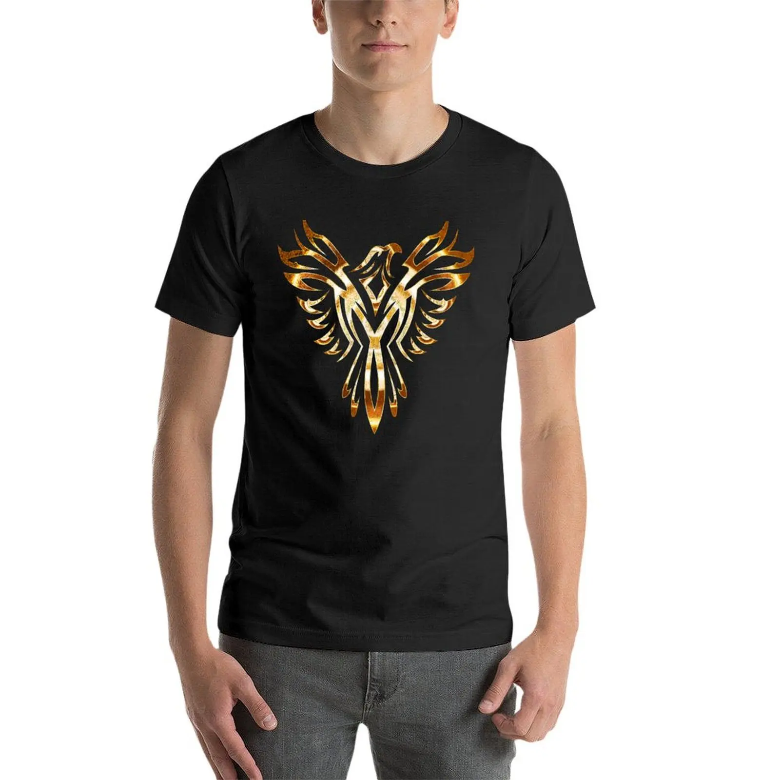 Gold Rising Phoenix T-Shirt vintage man clothes mens t shirts pack