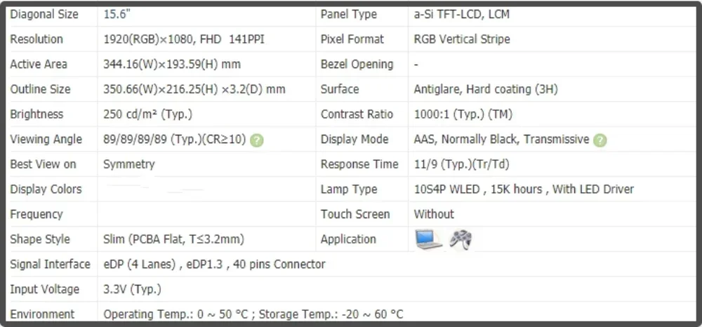 N156HMA GA1 N156HMA-GA1 Tela LCD de 15,6 polegadas FHD 1920x1080 IPS Display sem toque