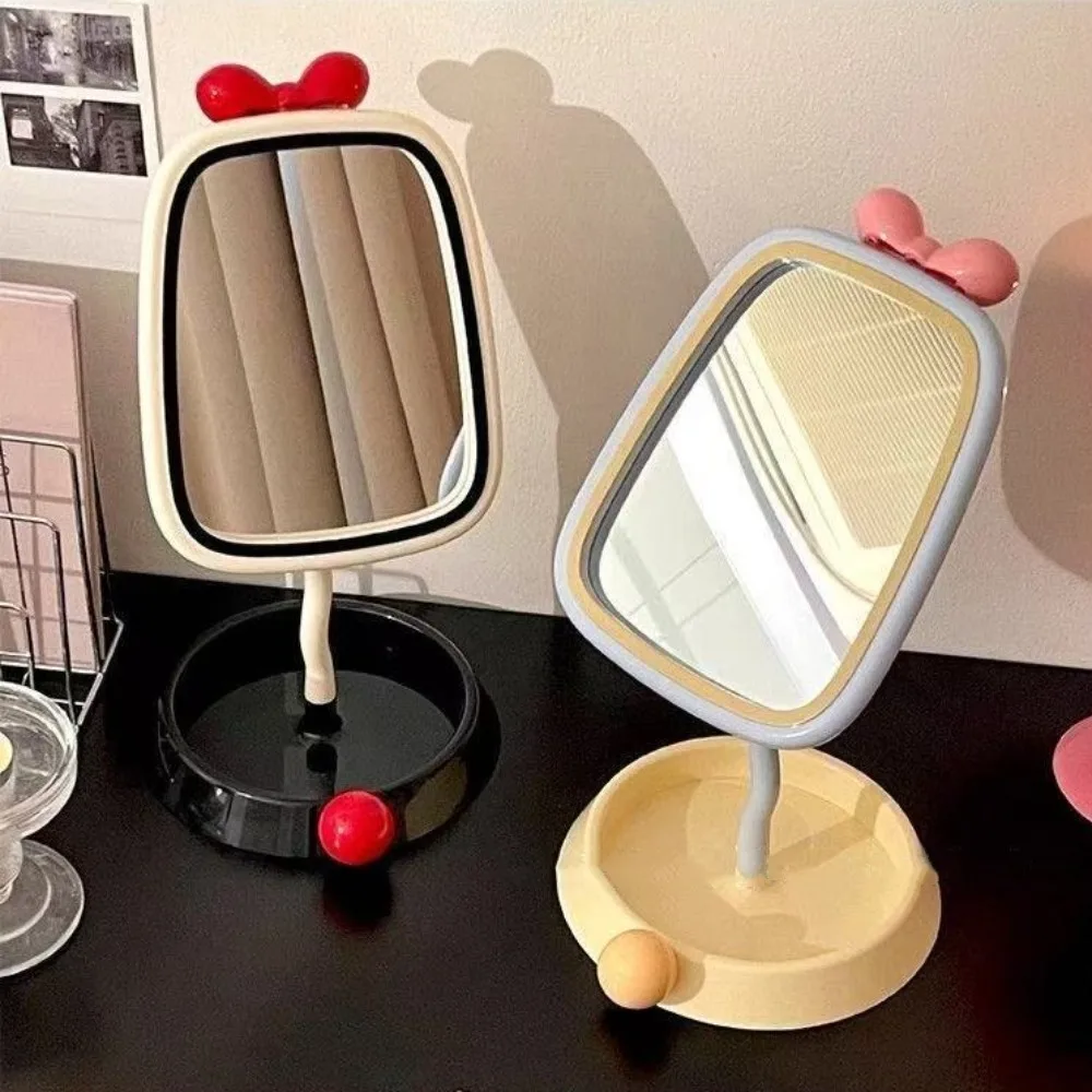360 °   Miroir de maquillage à nœud rotatif, lumière de luxe, haute définition, boule ronde, support de bureau Simple, dessus de table