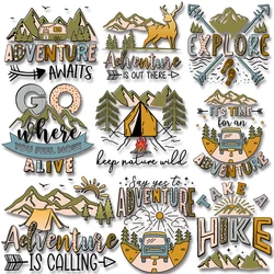 Scenic Camper Letter Pattern Heat Vinyl Ironing Stickers Decor Character Patch for Clothing DIY Garment Accessories