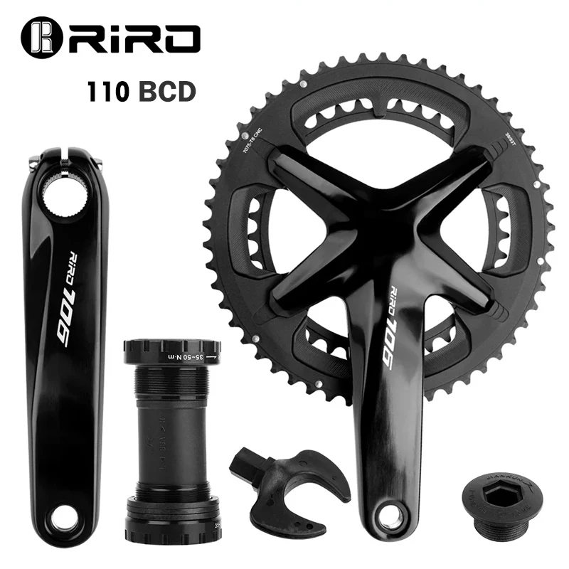 RIRO 706 Road Bike Intergrated Crankset 110BCD 170mm  50-34T/53-39TDouble Chainrings Sprockets Hollow Road Bicycle Chainwheel