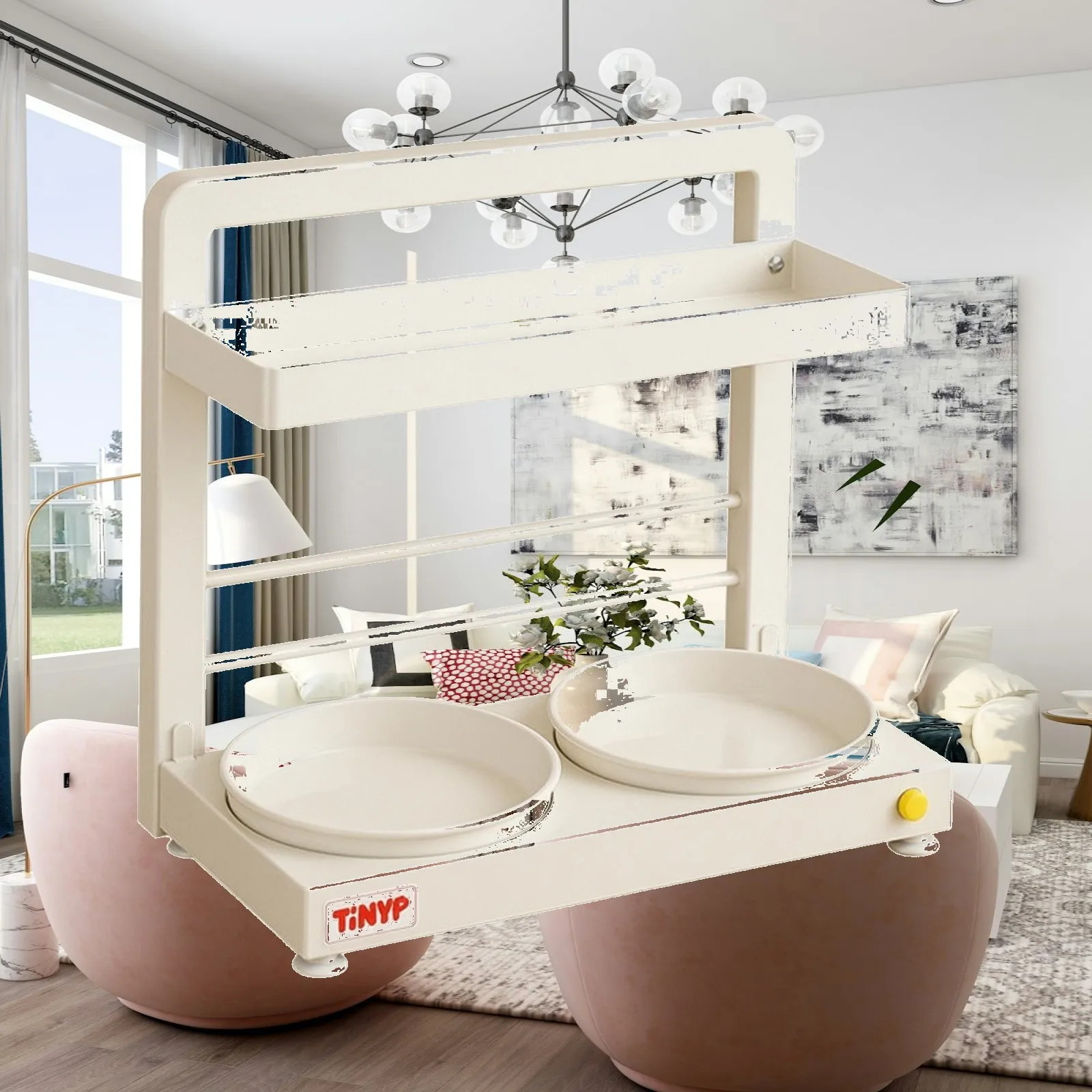 Countertop Organizer with Rotating Trays Metal Two-Tier Storage Rack Countertop Shelf Organizer Sturdy Long-Lasting