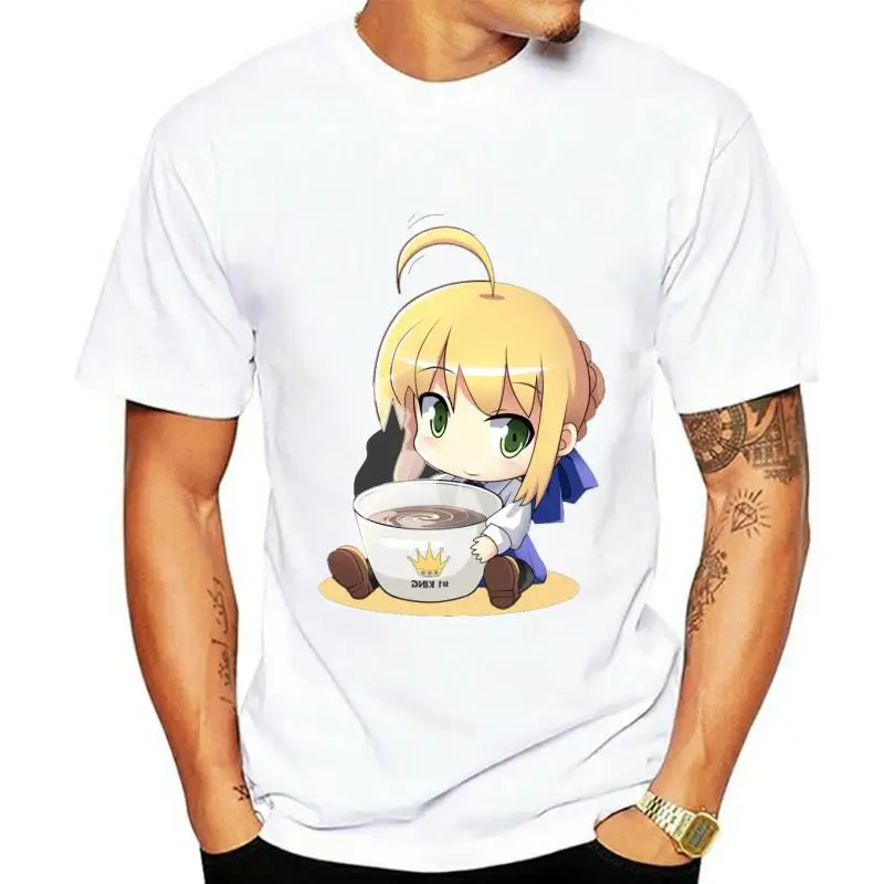 

New summer T Shirt Saber Coffee T-Shirt Cotton Fate stay night ofertas Tee Shirt