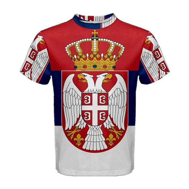 Custom Summer Casual Serbia Shield Graphic Camouflage T-shirts O-neck Men's Fashion E-Sports Jersey Loose Short Sleeve Pullover