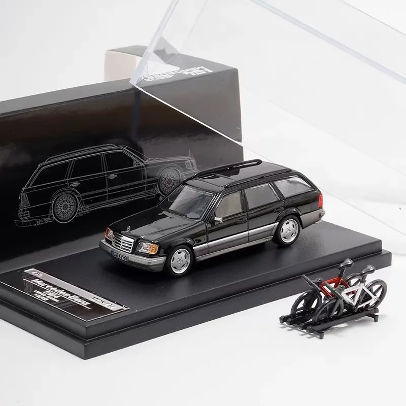 Diecast 1/64 Size Mercedes Benz S124 Model Auto Benz Fiets Legering Model Auto Collectie Display Hobby Originele Doos