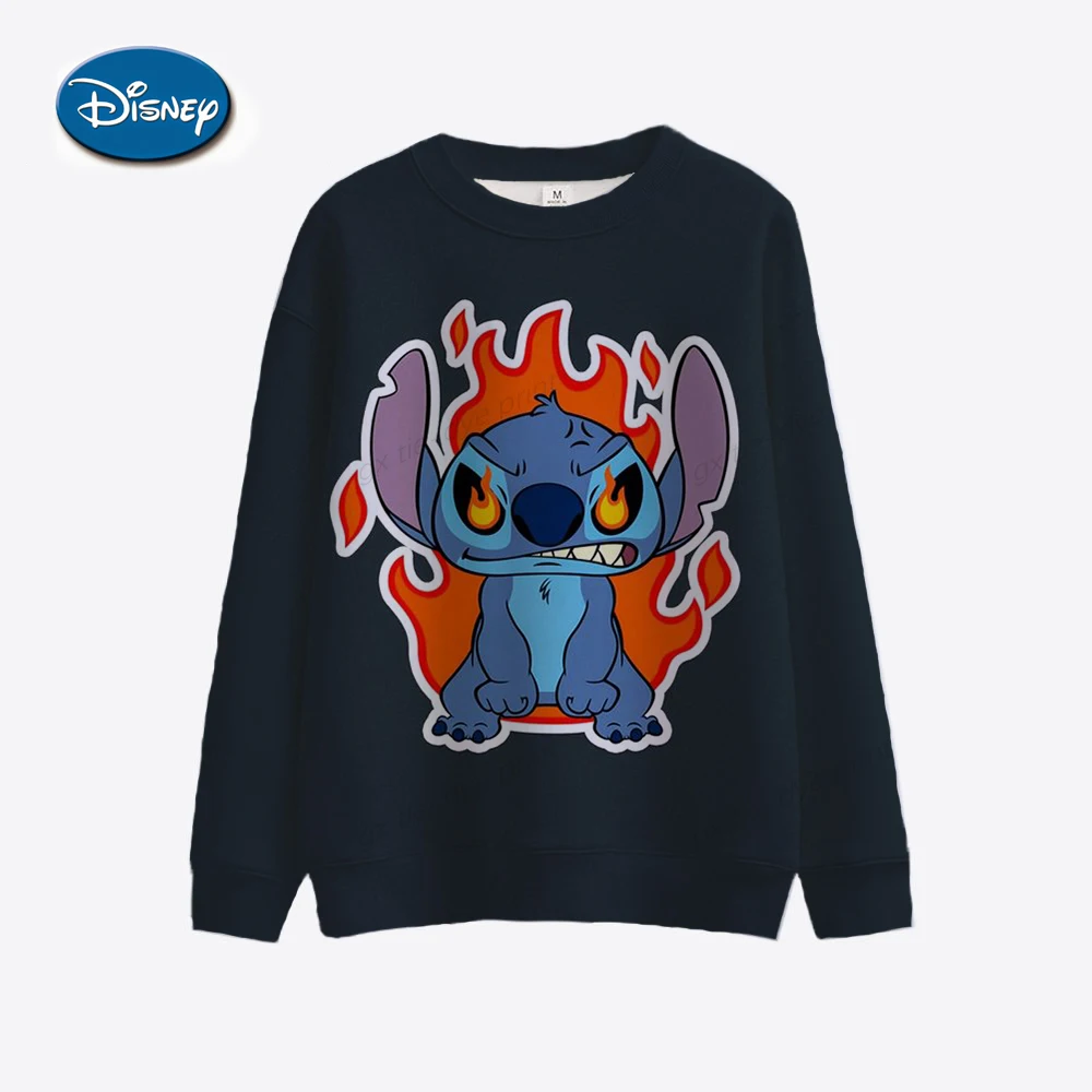 Fashion Disney Stitch Lilo print sweatshirt crew neck casual sweatshirt for winter & fall women\'s clothing