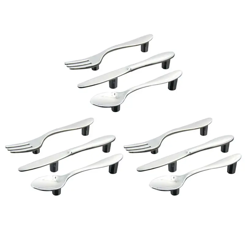 ABXF-9 Pcs Silver Kitchen Cabinet Drawer Pull Handles Knobs (Knife Fork Spoon)